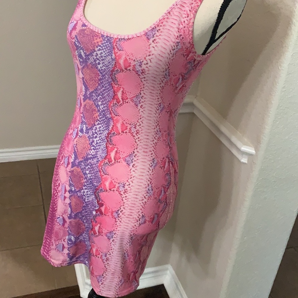 Boohoo pink snake print mini bodycon dress Size 8 - Picture 10 of 17